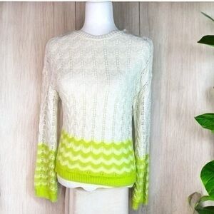 Abound Womens neon stripe pointelle knot sweater size S